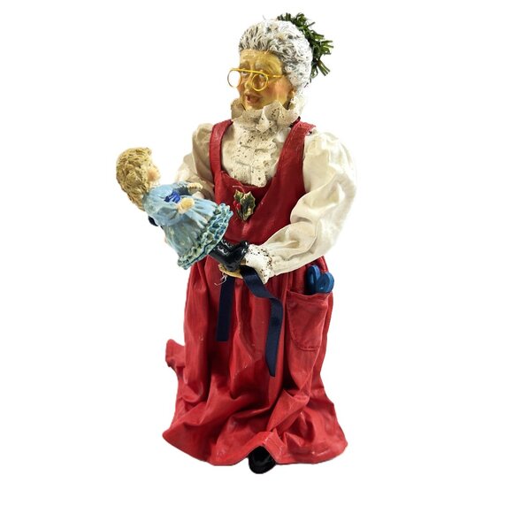 Clothtique Possible Dreams Mrs. Claus Holding Doll Figurine Holiday Decor 1988 - Picture 1 of 10